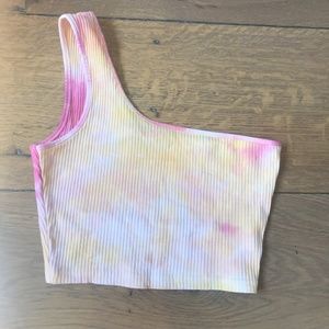 One Shoulder Tie Dye Crop Top